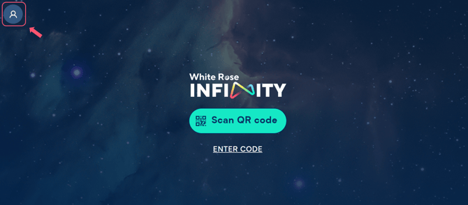 Image of the Infinity pupil app with the Infinity+ log in icon highlighted.