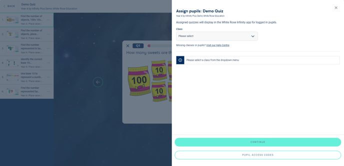Image of the 'Assign' menu page before a class is selected. 