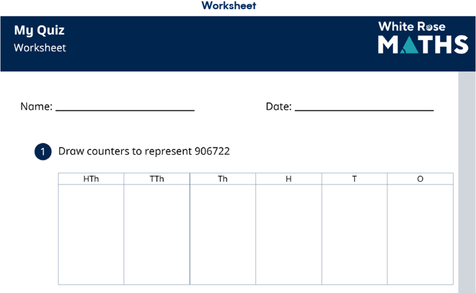 Image showing the worksheet version of a White Rose Infinity question